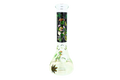 Clear Beaker Base Glass Water Pipe (Alien Print)