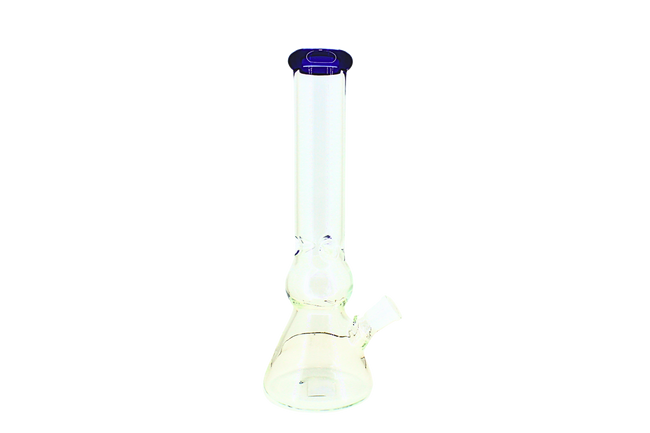 Blue Rim Clear beaker Base Glass Water Pipe (13218)