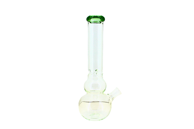 Green Rim Clear Round Base Glass Waterpipe (13219)